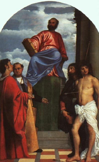 TIZIANO Vecellio St. Mark Enthroned with Saints t oil painting picture